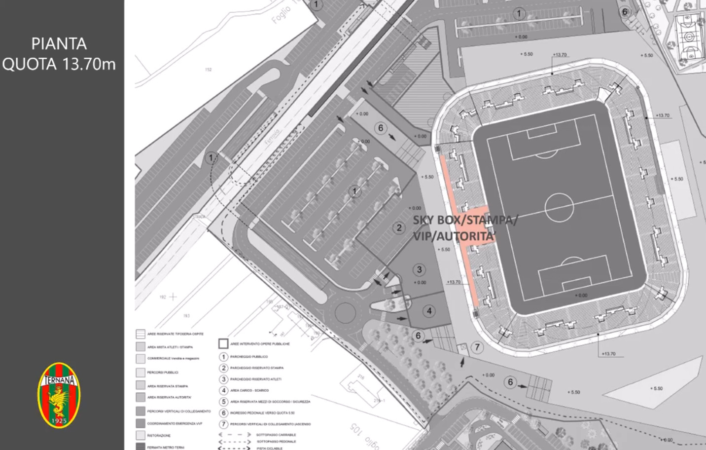 ternana progetto dati generali stadio fattibilità pianta 13.70