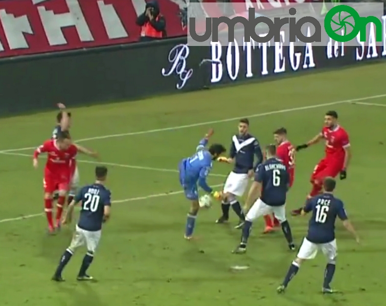 Perugia - Brescia gol di forte arcari perde palla