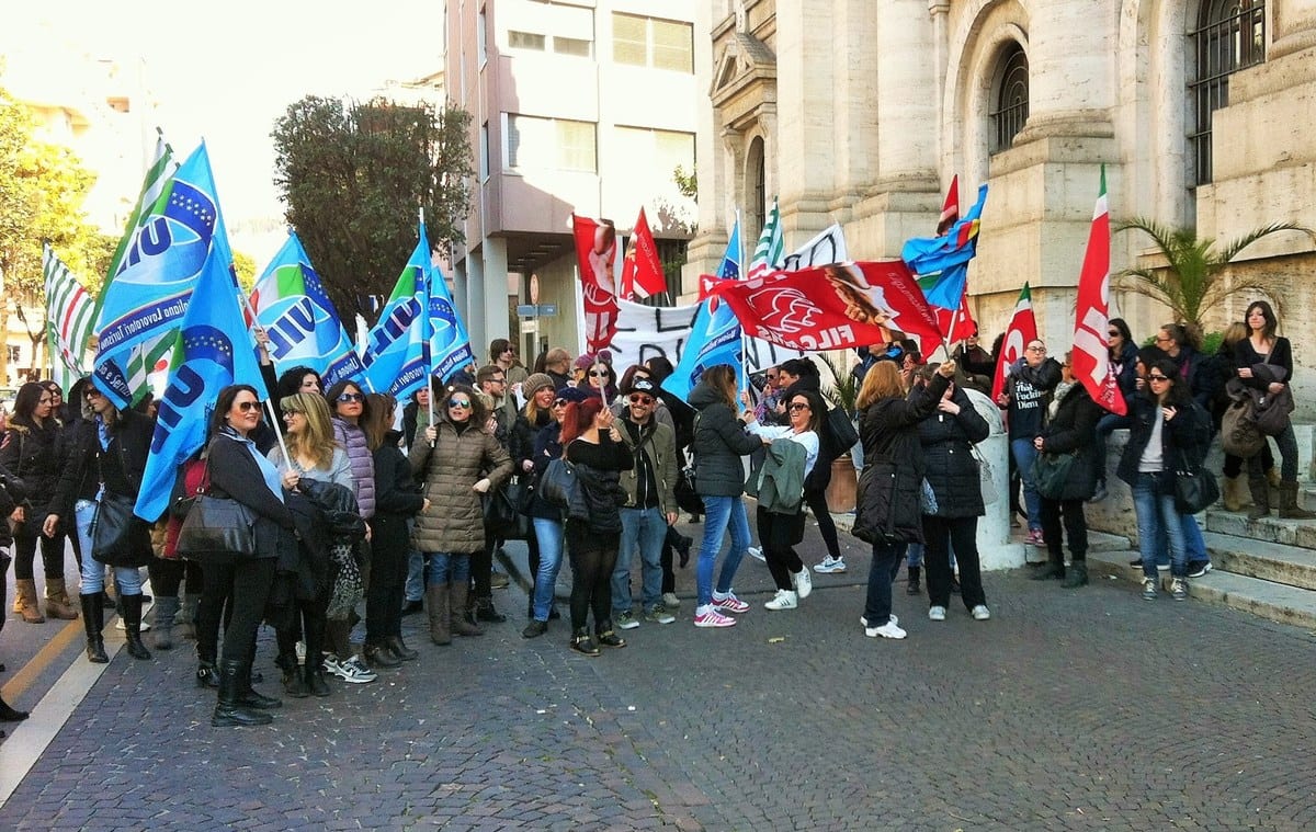 Una protesta dei lavoratori