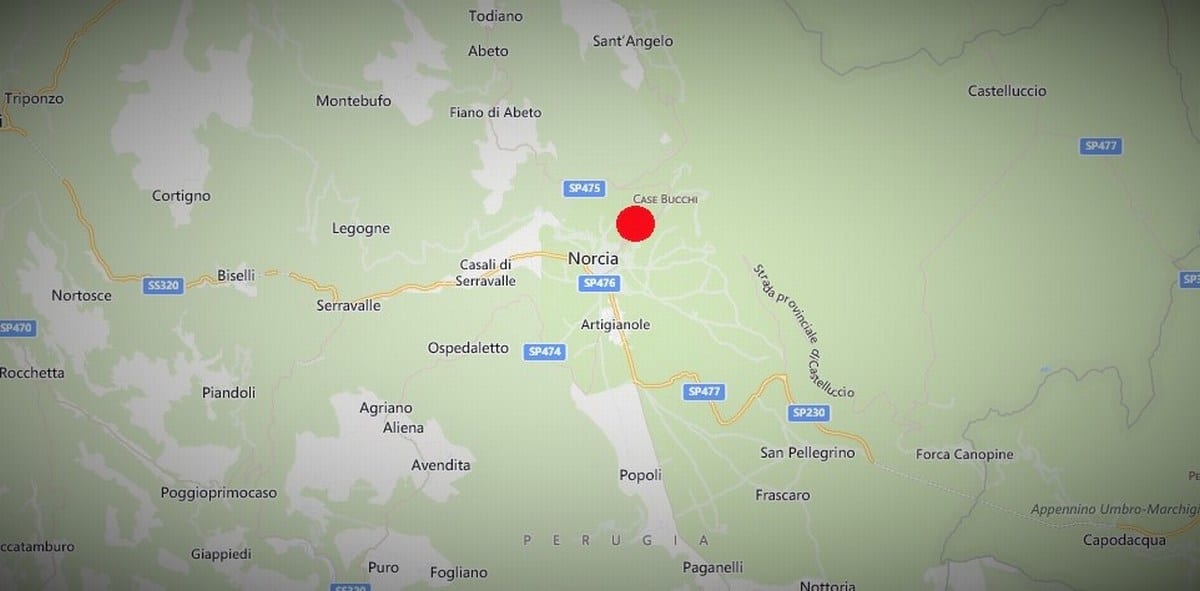 L'epicentro della scossa
