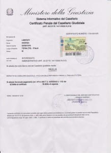 Il 'certificato' penale