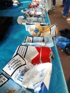 Parte dei pacchetti di sigarette raccolti