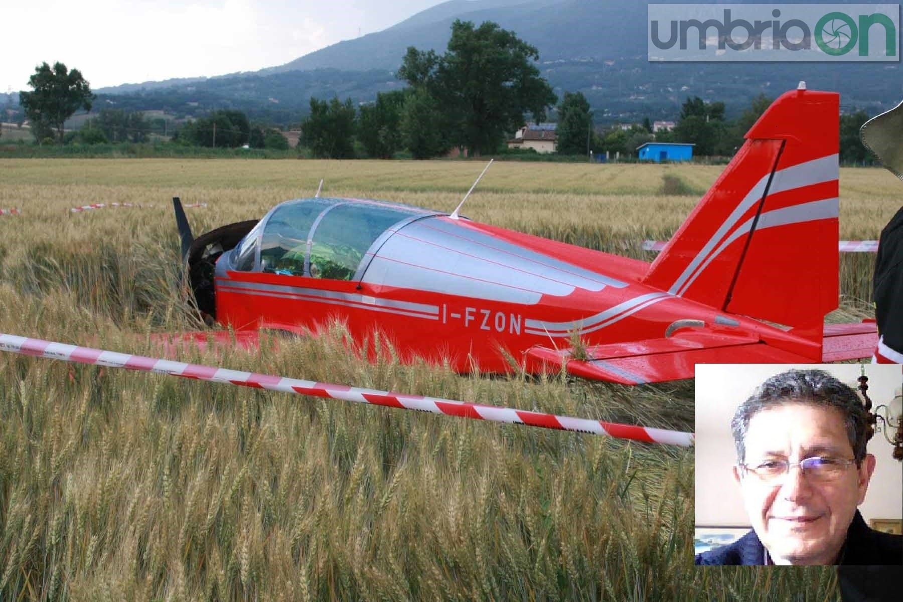 L'aereo caduto e la vittima
