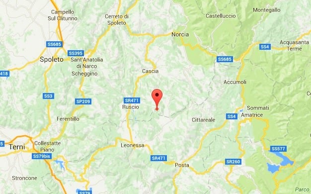 L'epicentro del terremoto
