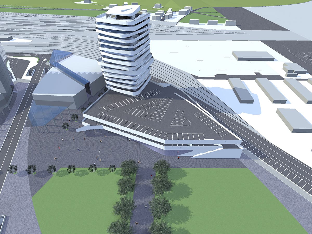 Un 'rendering' dell'area per il progetto torre