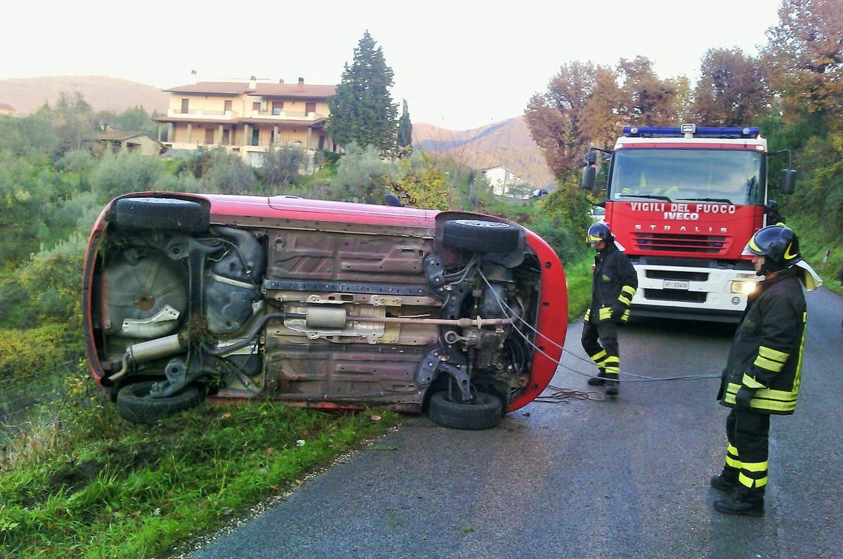 L'auto ribaltata