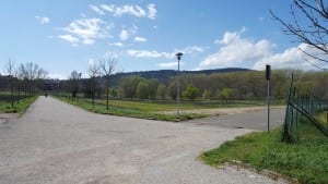 La strada che ora taglia a metà il parco