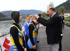 Abbagnale durante una delle premiazioni (foto Artegiani, Fic)