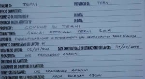 Il cartello dei lavori