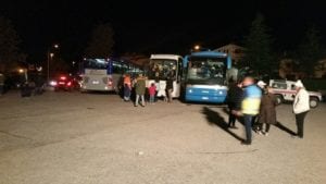 I pullman arrivati nella notte al Trasimeno