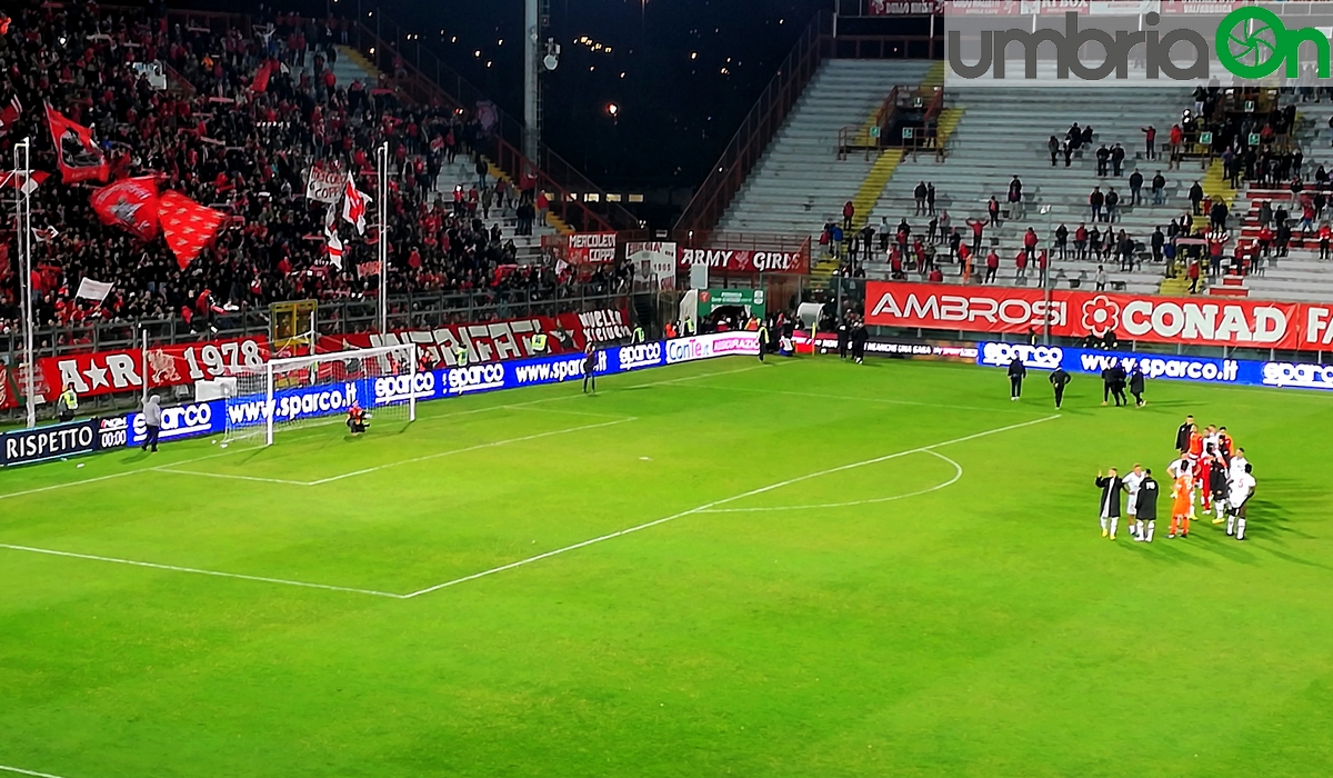 Perugia-Benevento 3-1: squadra sotto la Nord