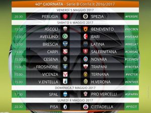 serie b 40esima giornata 5 maggio 2017