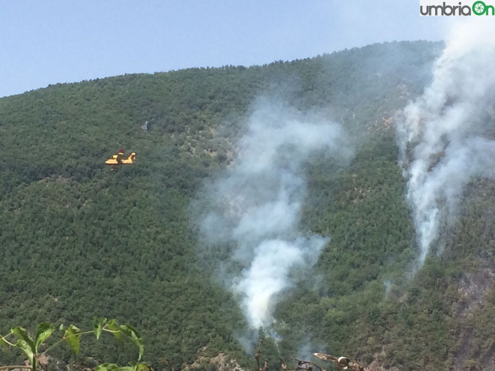 Terni, rogo a Polino: canadair in azione
