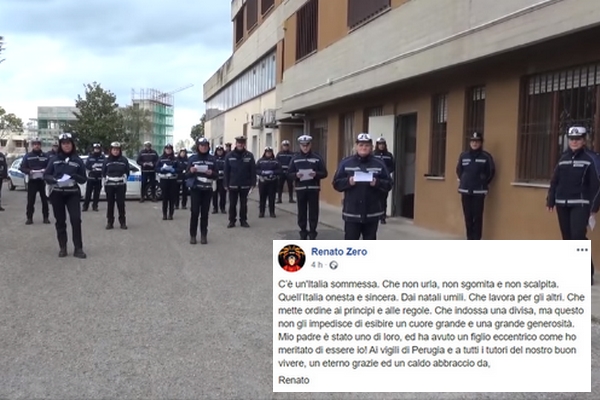 Renato Zero ringrazia i vigili urbani di Perugia