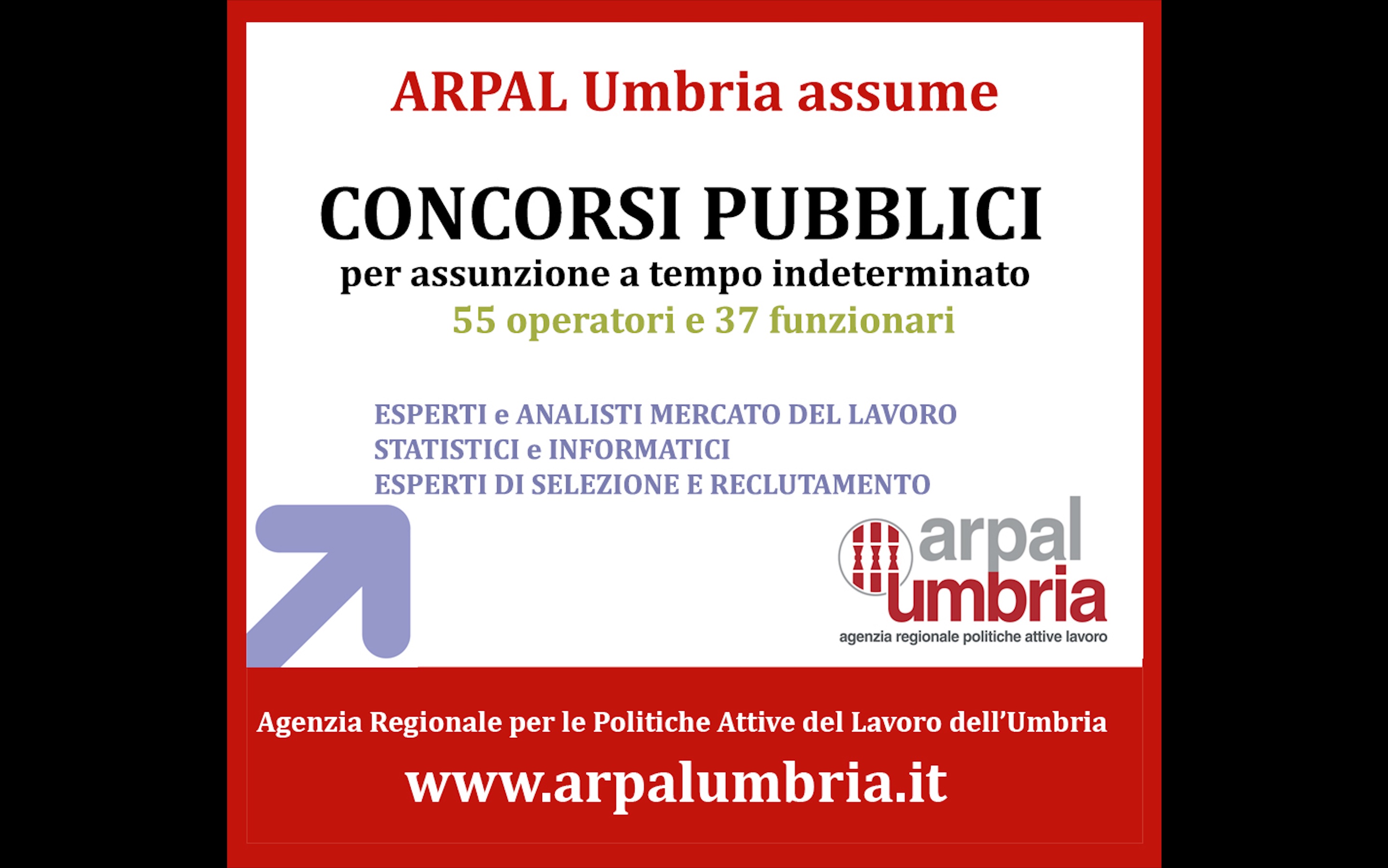 Arpal Umbria, bandi per assunzioni a tempo indeterminato