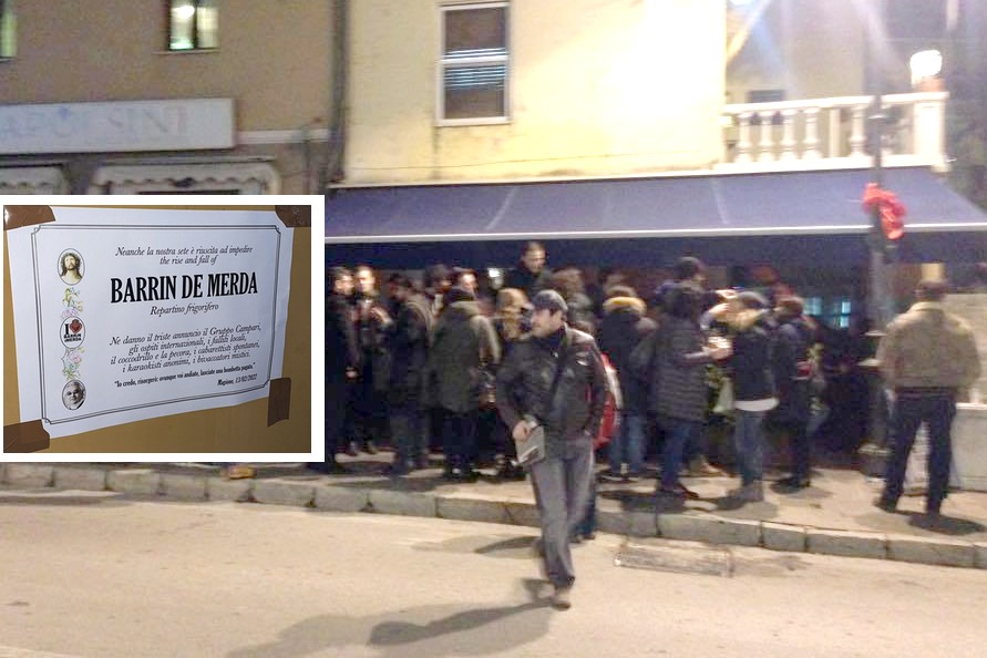 Chiude il ‘barrino’ e gli fanno il funerale