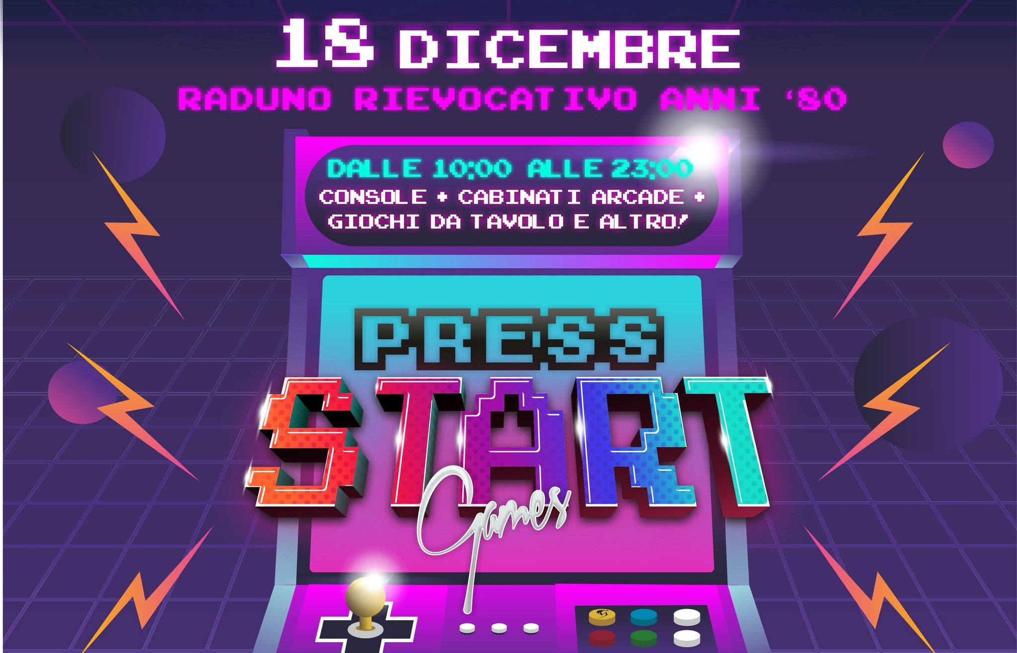 Terni: console, cabinati arcade e giochi da tavolo, c’è il raduno rievocativo anni ’80