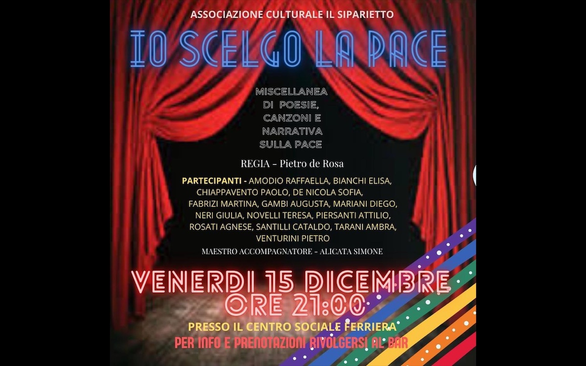 Terni, il 15 dicembre c’è ‘Io scelgo la pace’