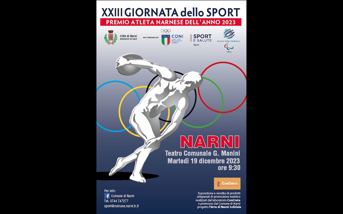 A Narni il 19 dicembre torna il premio ‘Atleta narnese dell’anno’