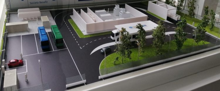 Il rendering della stazione di rifornimento