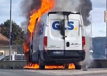 Amelia: incendio distrugge furgone di un corriere. Il video