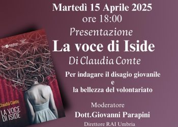 Marsciano: Claudia Conte presenta ‘La voce di Iside’. Indagine su disagio giovanile, violenza e volontariato