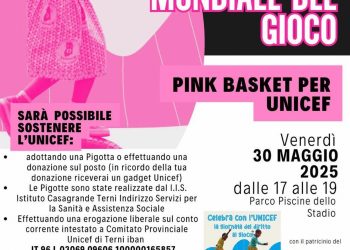 ‘Giornata mondiale del diritto al gioco’: Unicef e Pink Basket Terni insieme