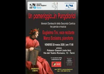 Dantedì a Terni: ‘Un pomeriggio… in Purgatorio’ tra poesia e musica a palazzo Gazzoli