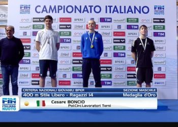 Clt Nuoto protagonista ai Criteria: Boncio cala il tris d’oro e porta Terni sul podio nazionale