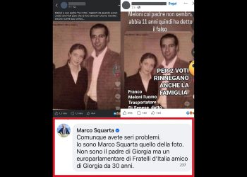 Squarta: lo scatto con la Meloni diventa una fake news. «Quello nella foto sono io non suo padre»